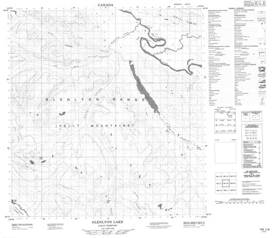 Glenlyon Lake Topographic Paper Map 105L08 at 1:50,000 scale