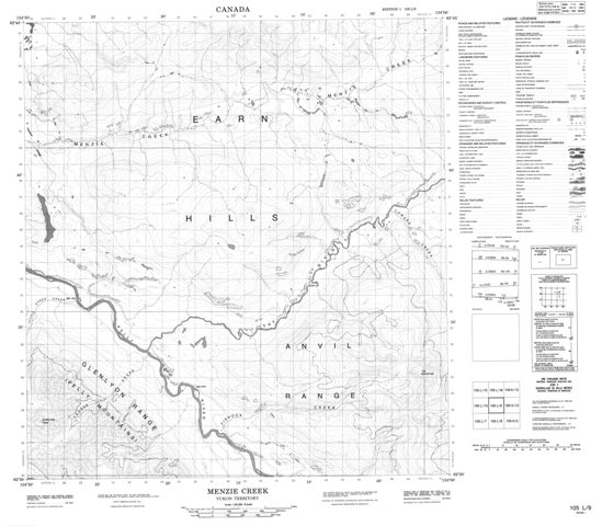 Menzie Creek Topographic Paper Map 105L09 at 1:50,000 scale
