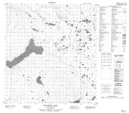 Tatlmain Lake Topographic Paper Map 105L12 at 1:50,000 scale