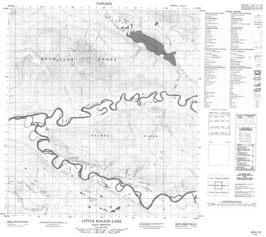 Little Kalzas Lake Topographic Paper Map 105L13 at 1:50,000 scale