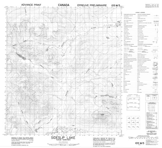 Sideslip Lake Topographic Paper Map 105M03 at 1:50,000 scale