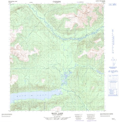 Mayo Lake Topographic Paper Map 105M15 at 1:50,000 scale