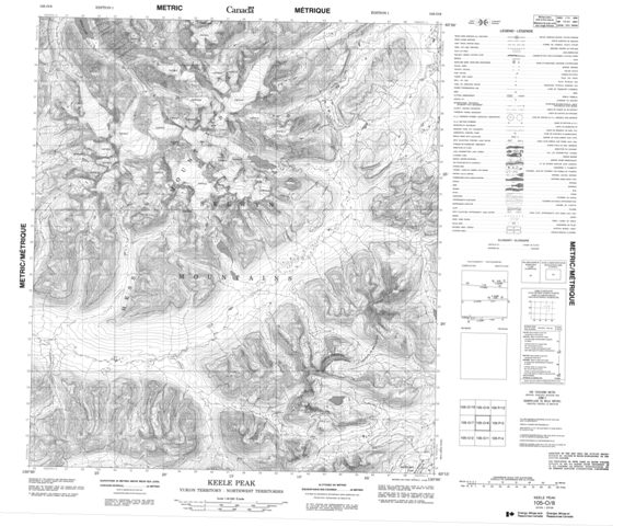 Keele Peak Topographic Paper Map 105O08 at 1:50,000 scale