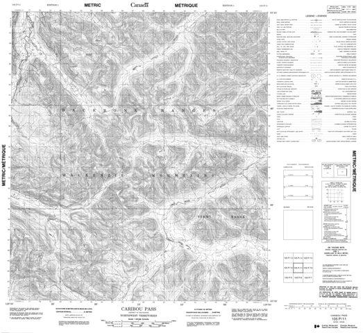 Caribou Pass Topographic Paper Map 105P11 at 1:50,000 scale