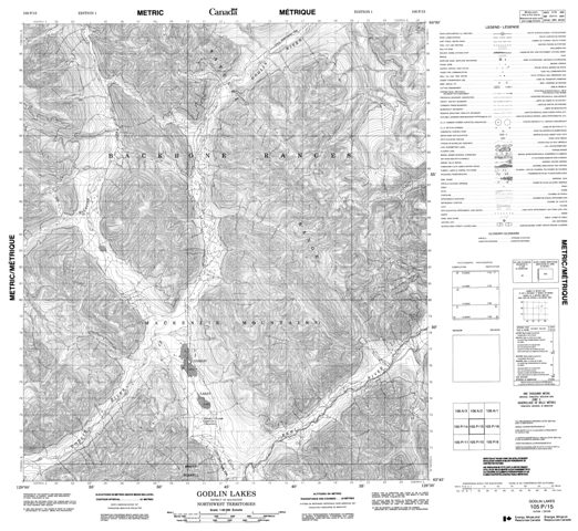 Godlin Lakes Topographic Paper Map 105P15 at 1:50,000 scale