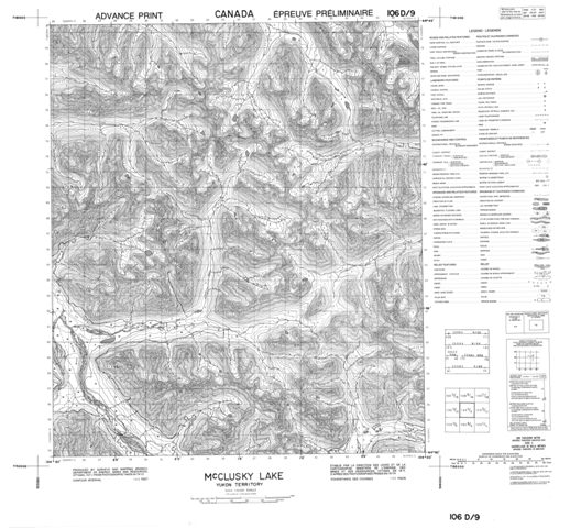 Mcclusky Lake Topographic Paper Map 106D09 at 1:50,000 scale