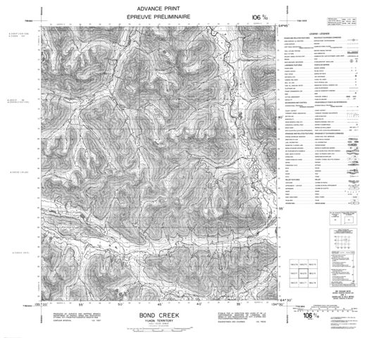 Bond Creek Topographic Paper Map 106D10 at 1:50,000 scale