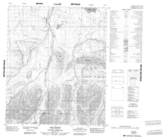 Ovis Ridge Topographic Paper Map 106G08 at 1:50,000 scale