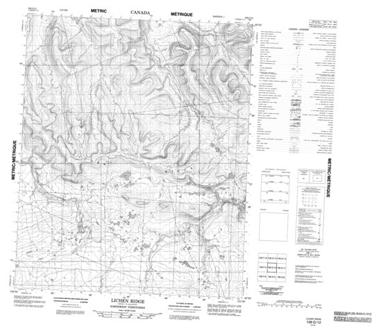 Lichen Ridge Topographic Paper Map 106G12 at 1:50,000 scale