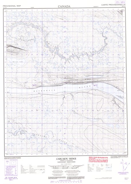 Carcajou Ridge Topographic Paper Map 106H09 at 1:50,000 scale