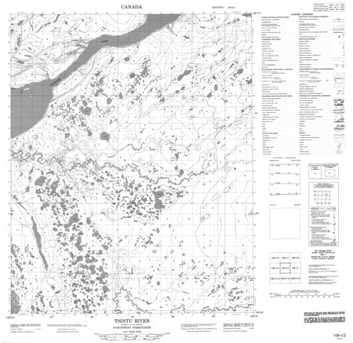 Tsintu River Topographic Paper Map 106I02 at 1:50,000 scale