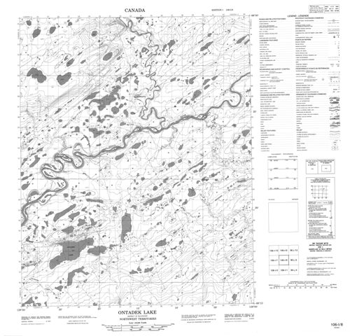 Ontadek Lake Topographic Paper Map 106I08 at 1:50,000 scale