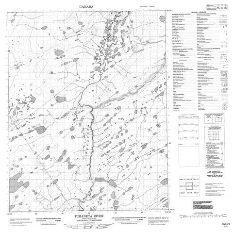 Tchaneta River Topographic Paper Map 106I09 at 1:50,000 scale