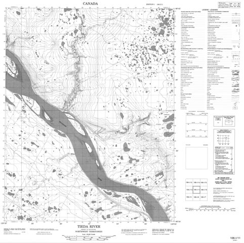Tieda River Topographic Paper Map 106I11 at 1:50,000 scale