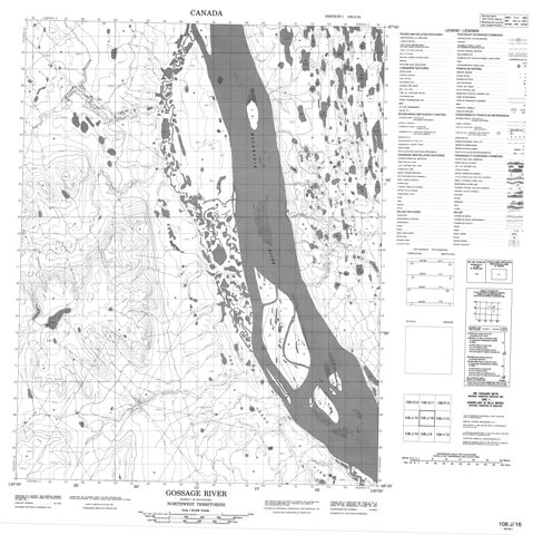 Gossage River Topographic Paper Map 106J16 at 1:50,000 scale