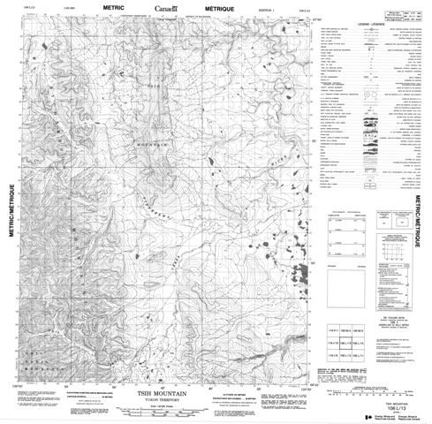 Tsih Mountain Topographic Paper Map 106L13 at 1:50,000 scale