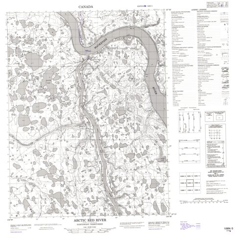 Arctic Red River Topographic Paper Map 106N05 at 1:50,000 scale