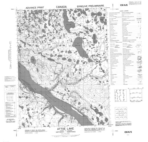Attoe Lake Topographic Paper Map 106N06 at 1:50,000 scale
