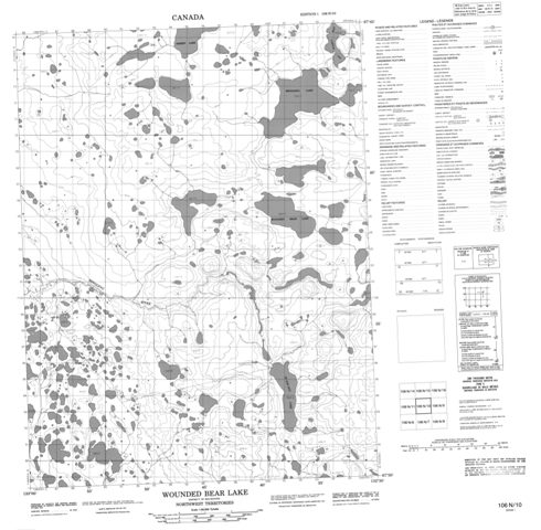 Wounded Bear Lake Topographic Paper Map 106N10 at 1:50,000 scale
