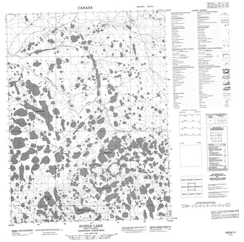 Puzzle Lake Topographic Paper Map 106N11 at 1:50,000 scale