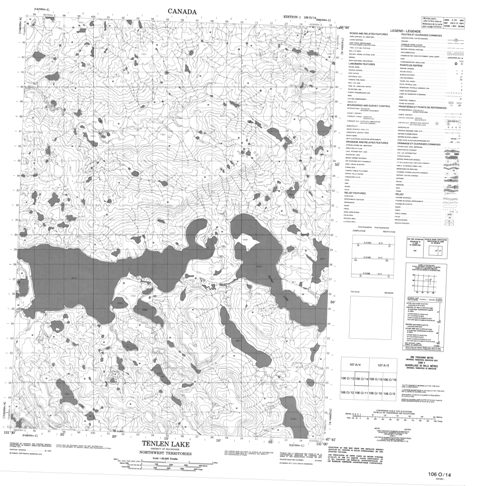Tenlen Lake Topographic Paper Map 106O14 at 1:50,000 scale