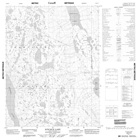 Ettchue Lake Topographic Paper Map 106P02 at 1:50,000 scale