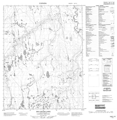 Big Grass Lake Topographic Paper Map 106P10 at 1:50,000 scale