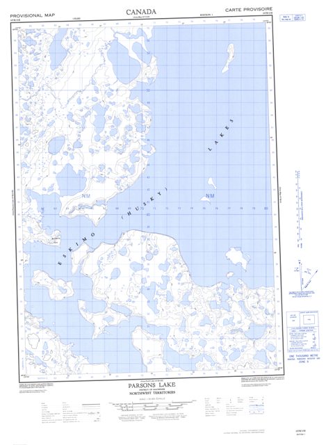 Parsons Lake Topographic Paper Map 107B15E at 1:50,000 scale