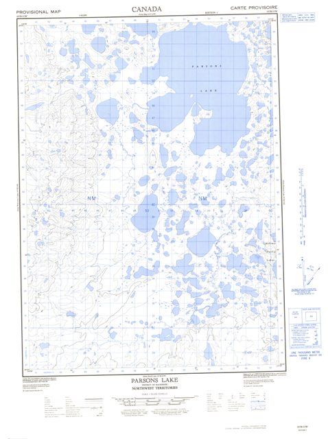 Parsons Lake Topographic Paper Map 107B15W at 1:50,000 scale