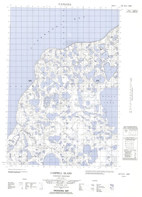 Campbell Island Topographic Paper Map 107D11E at 1:50,000 scale