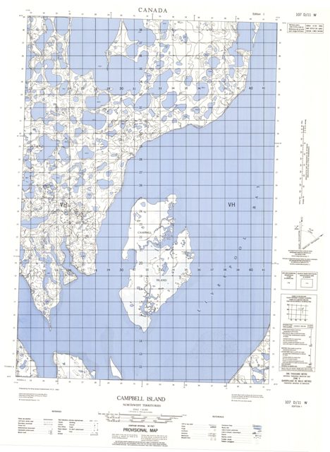 Campbell Island Topographic Paper Map 107D11W at 1:50,000 scale