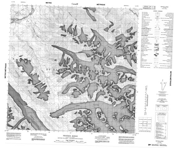 Pentice Ridge Topographic Paper Map 114P06 at 1:50,000 scale