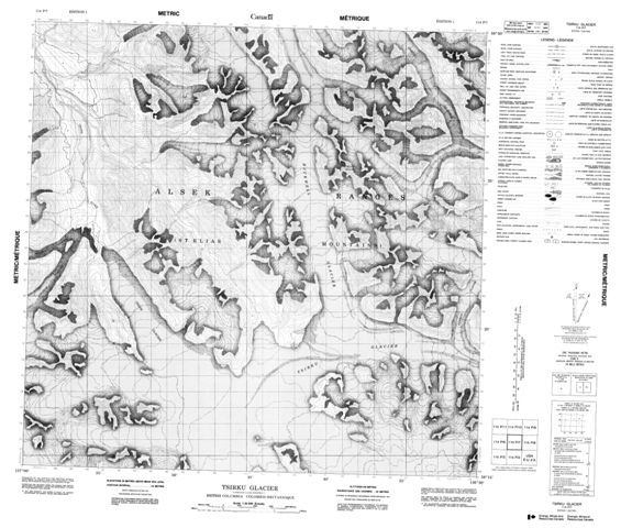 Tsirku Glacier Topographic Paper Map 114P07 at 1:50,000 scale