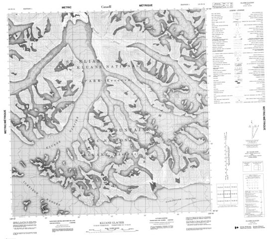 Kluane Glacier Topographic Paper Map 115B14 at 1:50,000 scale