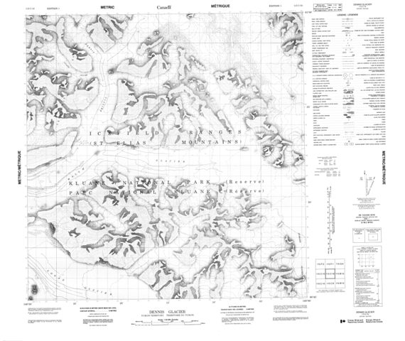 Dennis Glacier Topographic Paper Map 115C16 at 1:50,000 scale