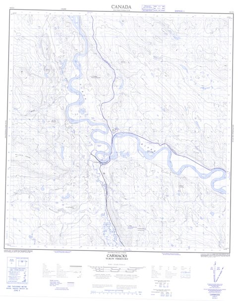 Carmacks Topographic Paper Map 115I01 at 1:50,000 scale