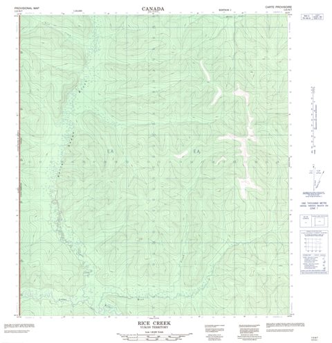 Rice Creek Topographic Paper Map 115N07 at 1:50,000 scale