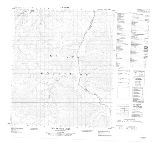 Two Beaver Lake Topographic Paper Map 116A11 at 1:50,000 scale