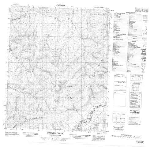 Scriver Creek Topographic Paper Map 116H13 at 1:50,000 scale