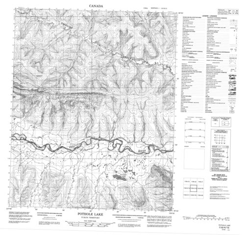 Pothole Lake Topographic Paper Map 116H15 at 1:50,000 scale