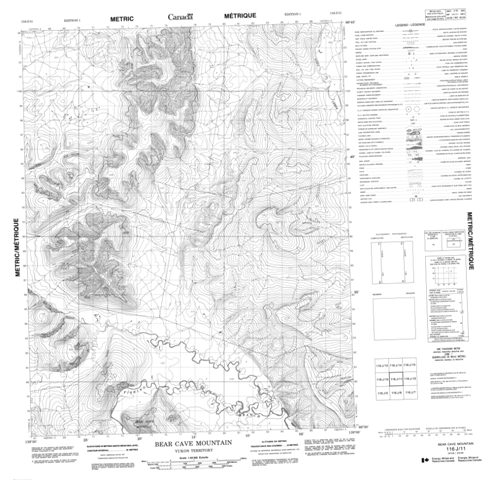 Bear Cave Mountain Topographic Paper Map 116J11 at 1:50,000 scale