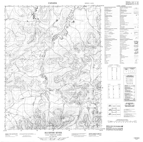 Bluefish River Topographic Paper Map 116N02 at 1:50,000 scale