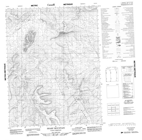 Sharp Mountain Topographic Paper Map 116O02 at 1:50,000 scale