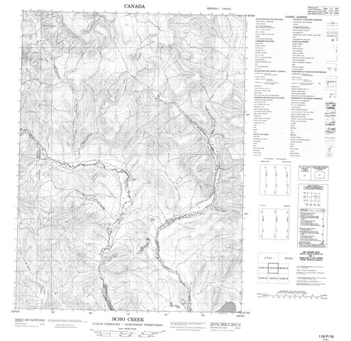 Scho Creek Topographic Paper Map 116P16 at 1:50,000 scale