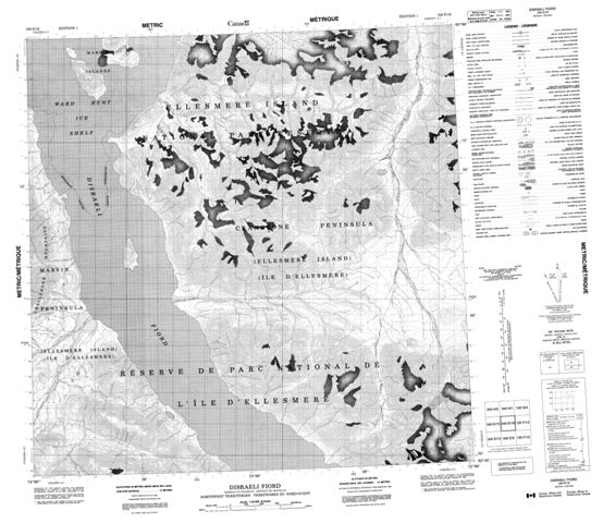 Disraeli Fiord Topographic Paper Map 340E16 at 1:50,000 scale