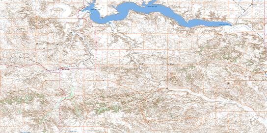 Wood Mountain Topo Map 072G08 at 1:50,000 scale - National Topographic System of Canada (NTS) - Toporama map