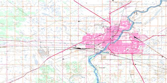 Saskatoon Topo Map 073B02 at 1:50,000 scale - National Topographic System of Canada (NTS) - Toporama map