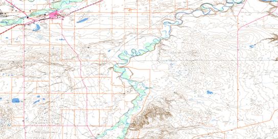 Fort Macleod Topo Map 082H11 at 1:50,000 scale - National Topographic System of Canada (NTS) - Toporama map