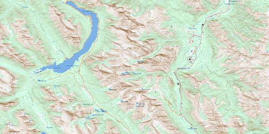 Spray Lakes Reservoir Topo Map 082J14 at 1:50,000 scale - National Topographic System of Canada (NTS) - Toporama map