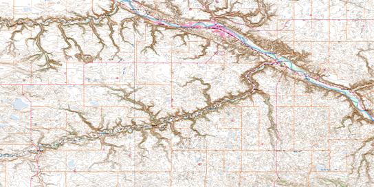 Drumheller Topo Map 082P07 at 1:50,000 scale - National Topographic System of Canada (NTS) - Toporama map